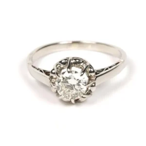 Солитер Art Deco бял златен диамант (+-0.65ct)