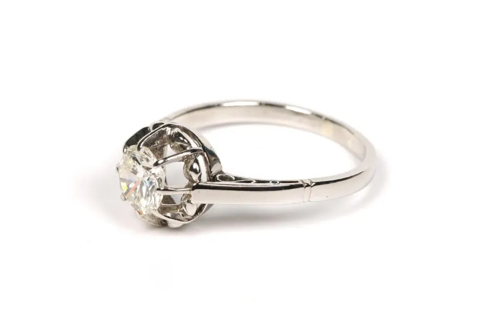 Солитер Art Deco бял златен диамант (+-0.65ct)
