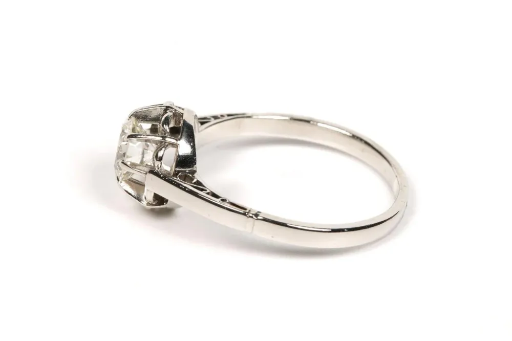 Солитер Art Deco бял златен диамант (+-0.65ct)
