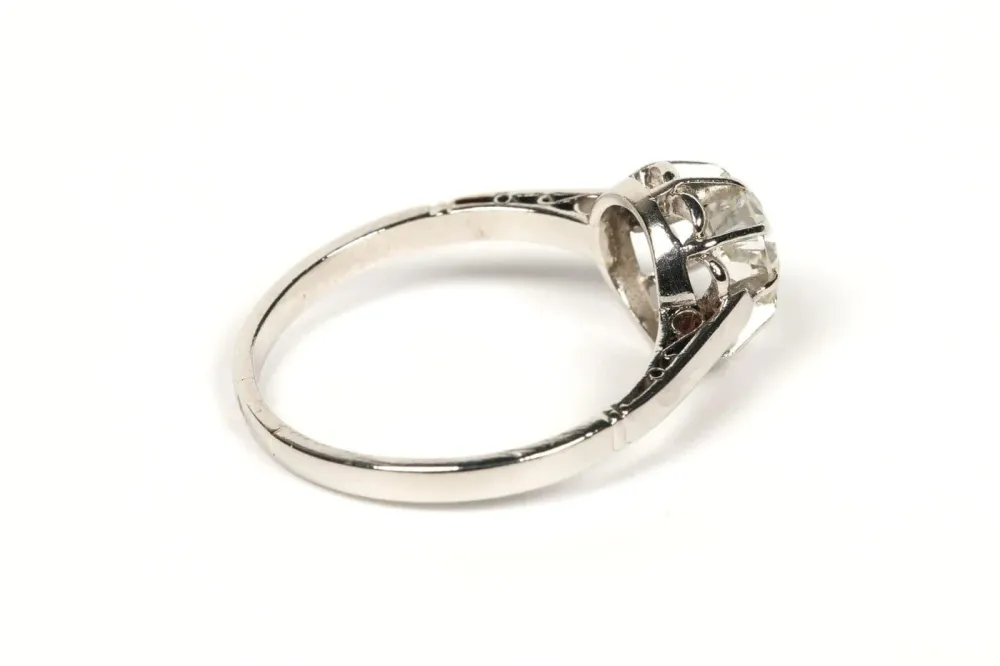 Солитер Art Deco бял златен диамант (+-0.65ct)
