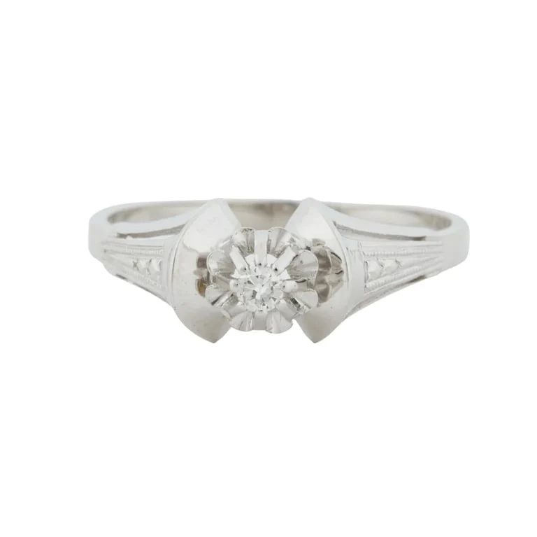 Пръстен Art Deco Диамант от бяло злато