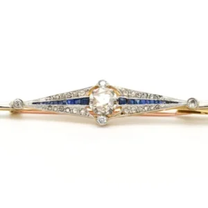 Закачи Art Deco от бяло и жълто злато, инкрустирани със сапфири и диаманти