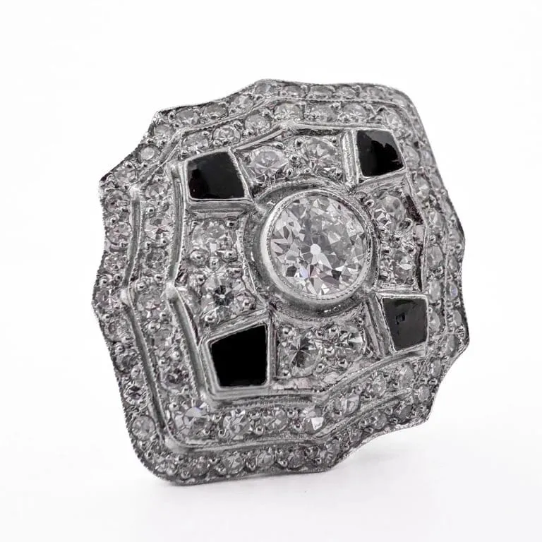 Пръстен Art Deco в Платина с диаманти 1.74 ct