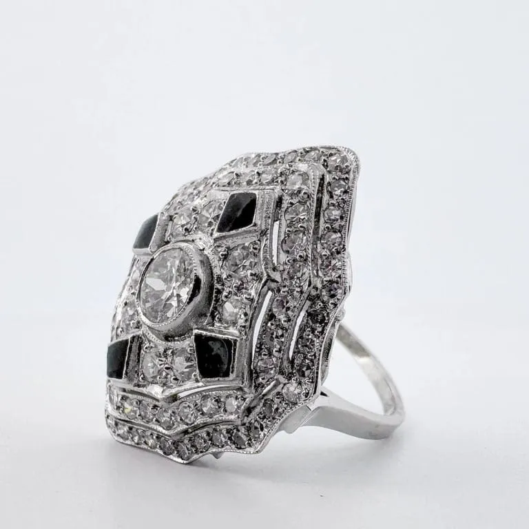 Пръстен Art Deco в Платина с диаманти 1.74 ct