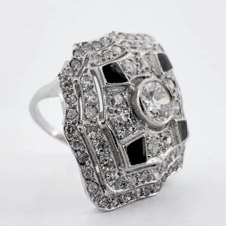 Пръстен Art Deco в Платина с диаманти 1.74 ct