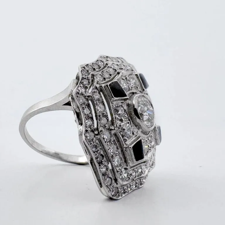 Пръстен Art Deco в Платина с диаманти 1.74 ct
