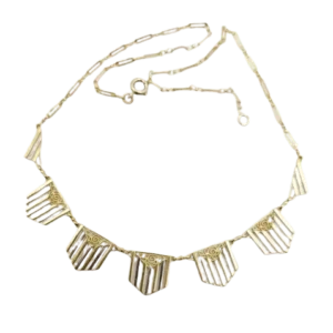 Колие Art Deco с филигранни мотиви от жълто и бяло злато 18k