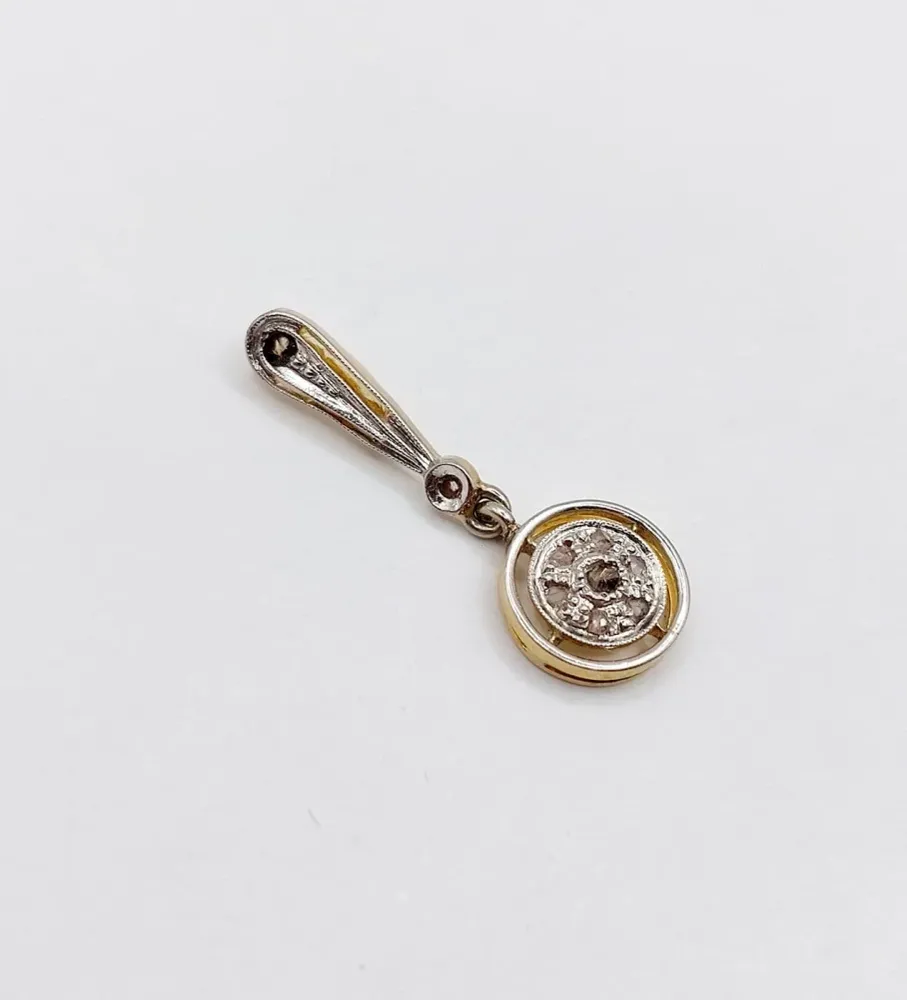 Висулка мишена Art Deco от 18K злато и Платина, диаманти с розова шлифовка