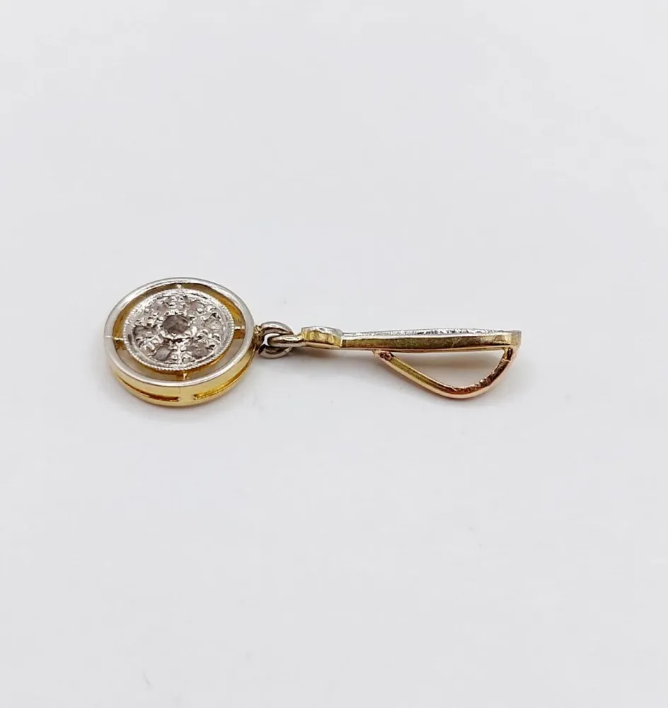 Висулка мишена Art Deco от 18K злато и Платина, диаманти с розова шлифовка