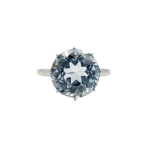 Коктейлен пръстен Art Deco от 18K бяло злато с аквамарин 4,80 ct