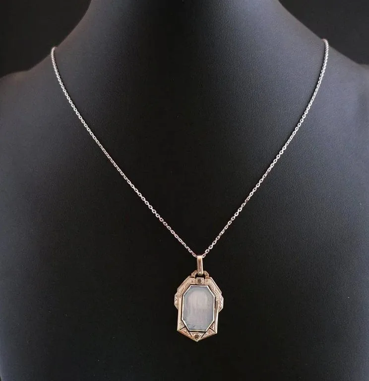 медал Art Deco, седеф, диаманти