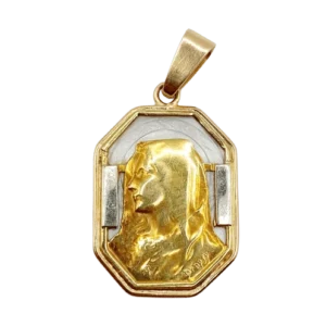 Емил Дропси - Религиозен медал Art Deco от 18-каратово розово злато и седеф