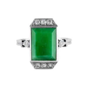 Пръстен Art Deco Платина нефрит