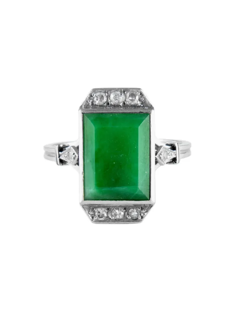 Пръстен Art Deco Платина нефрит