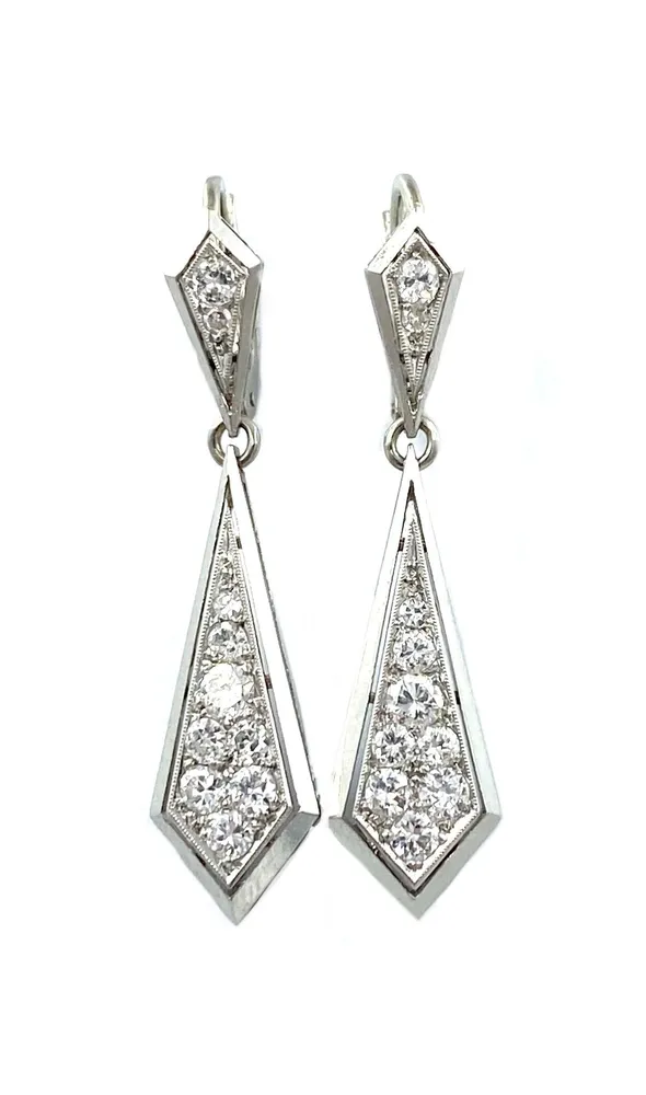 Обеци Art Deco Платина и диаманти