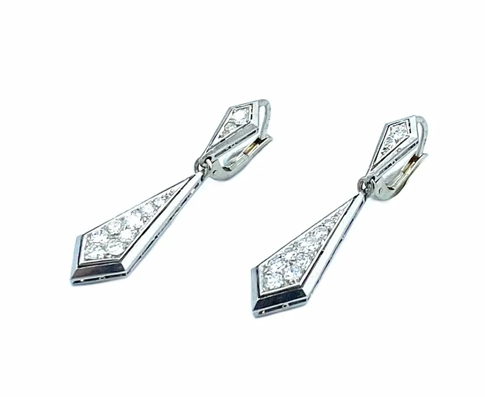 Обеци Art Deco Платина и диаманти
