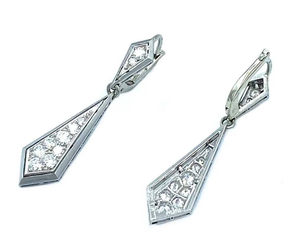 Обеци Art Deco Платина и диаманти