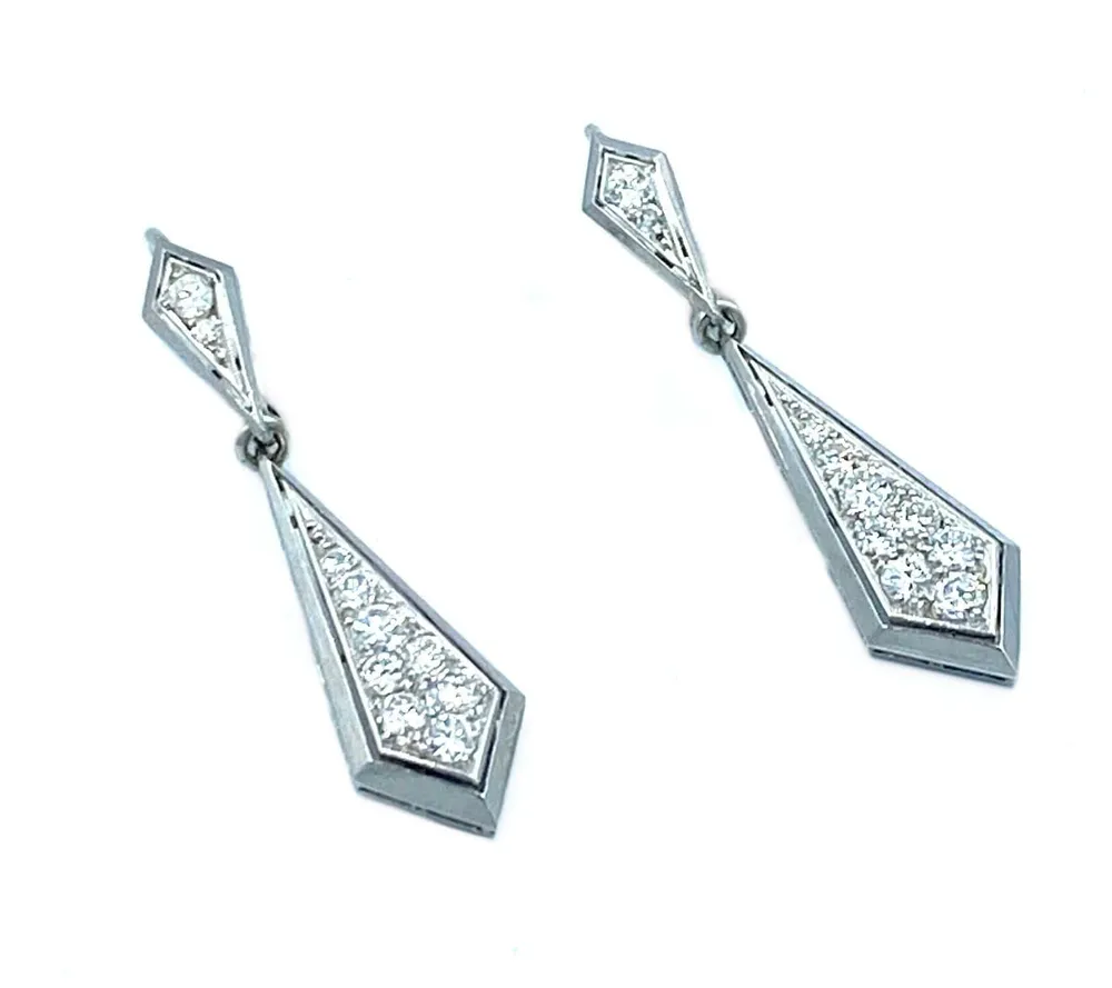 Обеци Art Deco Платина и диаманти