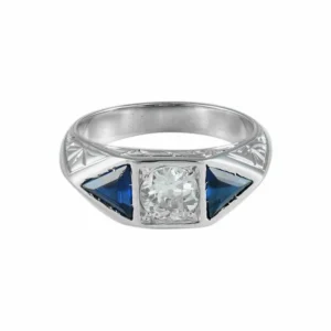 Пръстен Art Deco Платина Диамантени сапфири