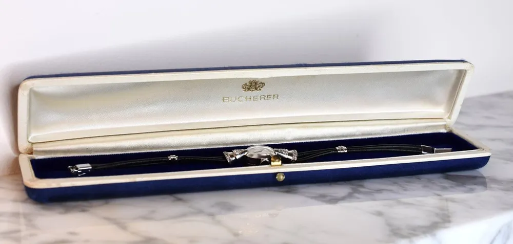 Бижутерски часовник Art Deco - Дамски часовник от Платина 950 и диаманти