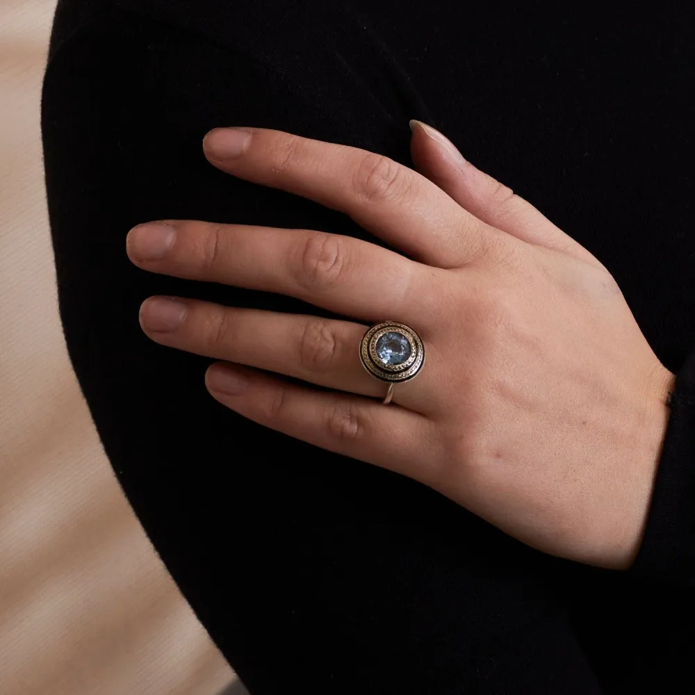 Пръстен Art Deco Имейл на Marcasite Сребро
