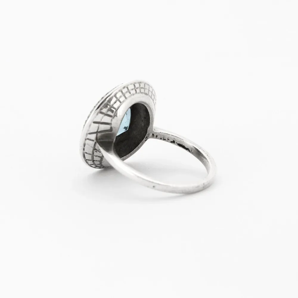 Пръстен Art Deco Имейл на Marcasite Сребро