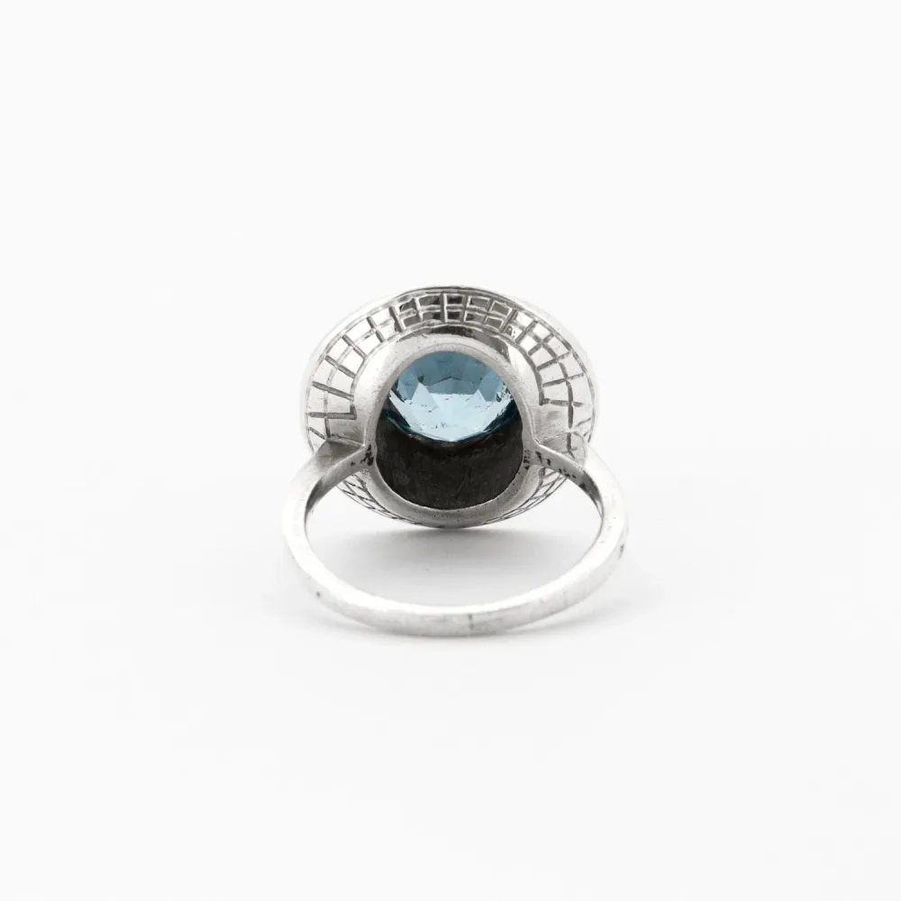 Пръстен Art Deco Имейл на Marcasite Сребро