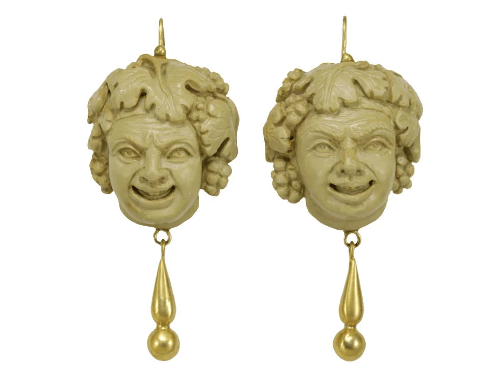 Обеци Bacchus Gold Lava Cameo