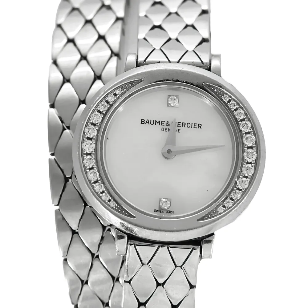 BAUME & MERCIER - Petite Promesse - Часовник от стомана с кръгъл корпус, кварцов механизъм и диаманти