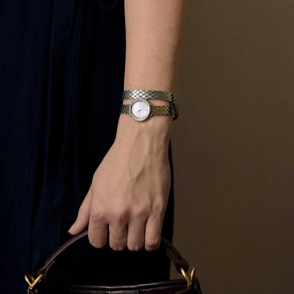 BAUME & MERCIER - Petite Promesse - Часовник от стомана с кръгъл корпус, кварцов механизъм и диаманти