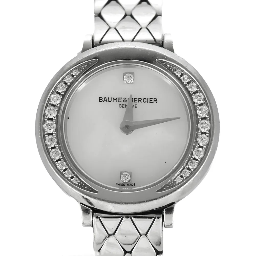 BAUME & MERCIER - Petite Promesse - Часовник от стомана с кръгъл корпус, кварцов механизъм и диаманти