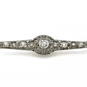 Брошка Belle Époque от жълто злато 585 и Платина, диаманти със стар шлиф 2,50 ct