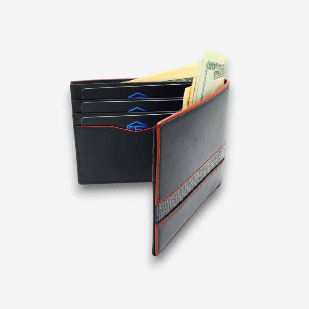 BladeX Slim – Тънък мъжки Портфейл, RFID (Red Edge)