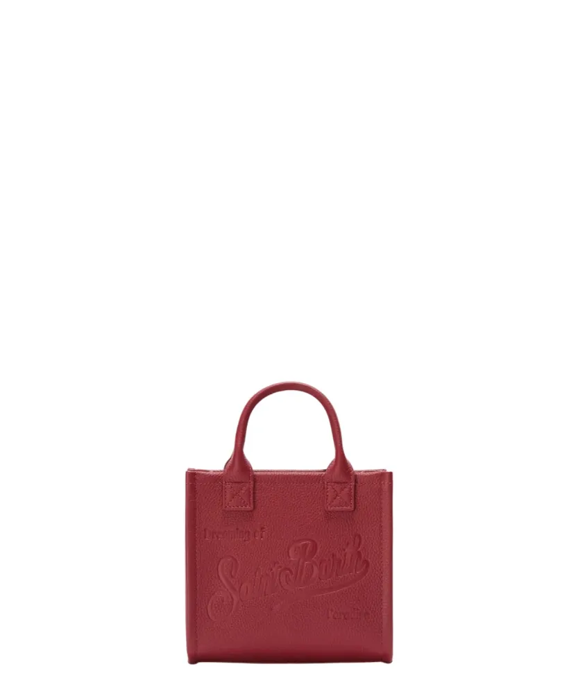Bordeaux hammered leather Mini Vanity Bag detachable shoulder strap