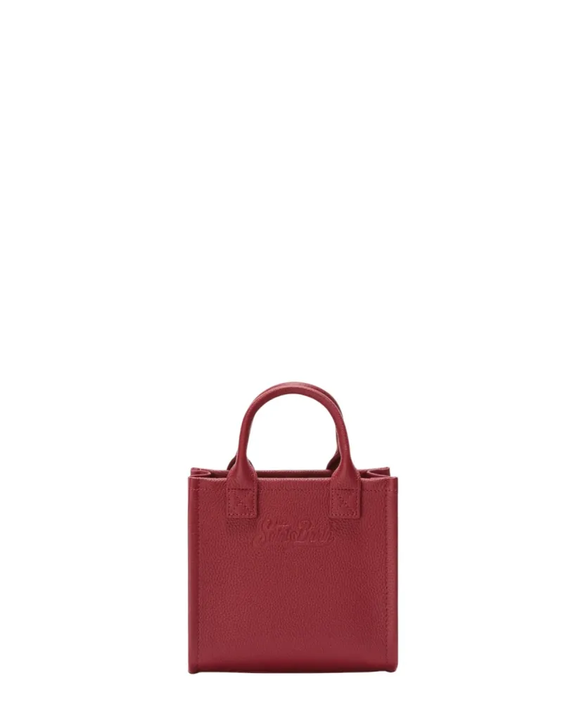 Bordeaux hammered leather Mini Vanity Bag detachable shoulder strap