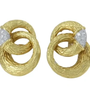 Boucheron - Обеци с клипс Жълто злато, Платина и диаманти