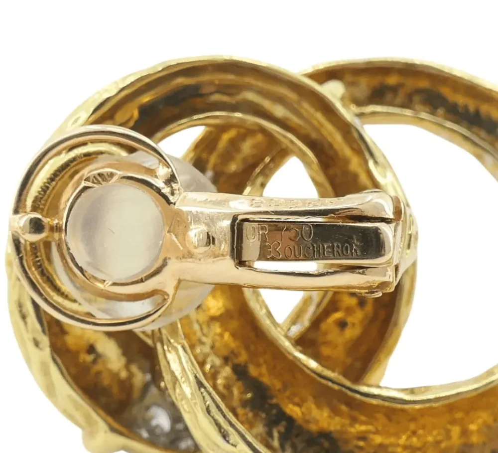 Boucheron - Обеци с клипс Жълто злато, Платина и диаманти