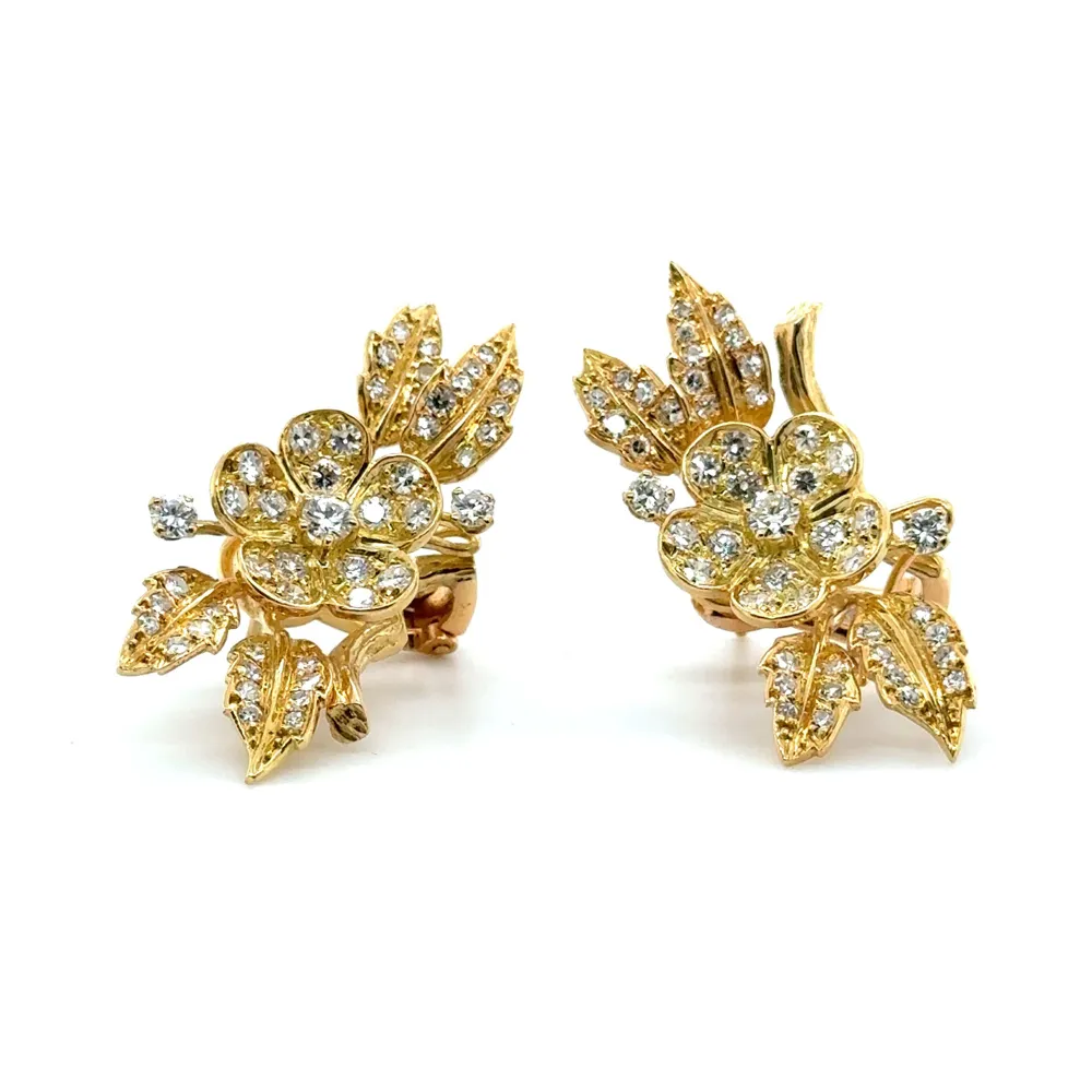 Boucheron - Обеци “Цвете” от жълто злато и диаманти