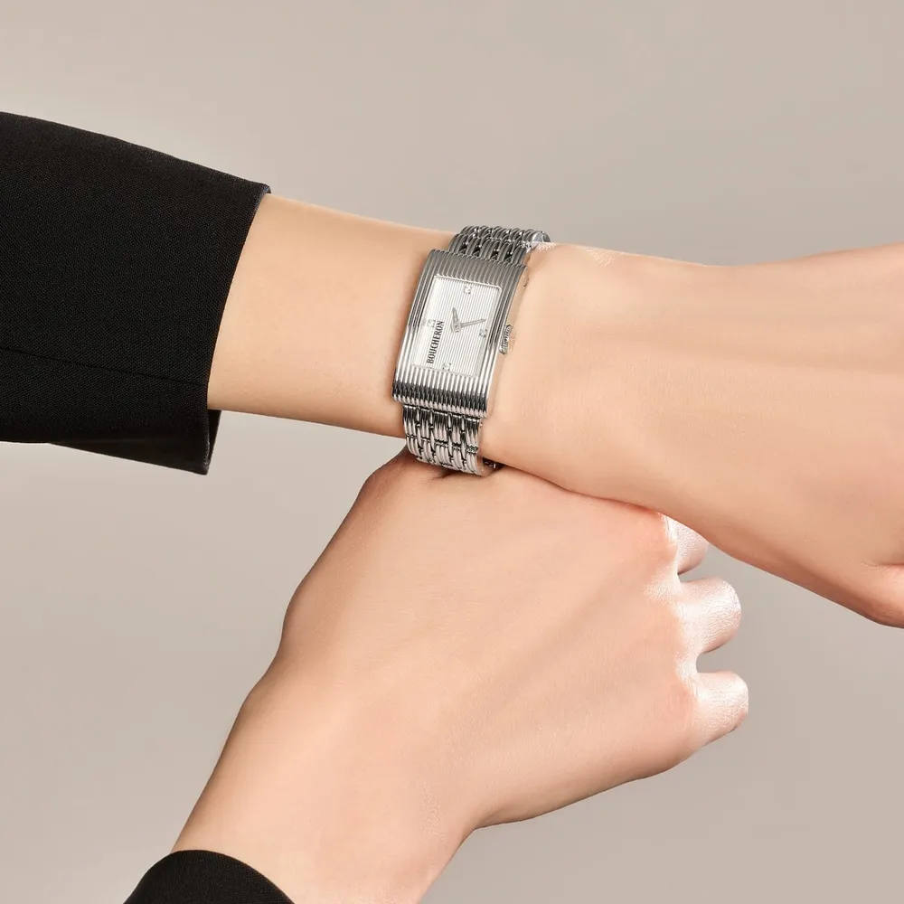 Boucheron Reflet - Правоъгълен часовник от стомана и диаманти