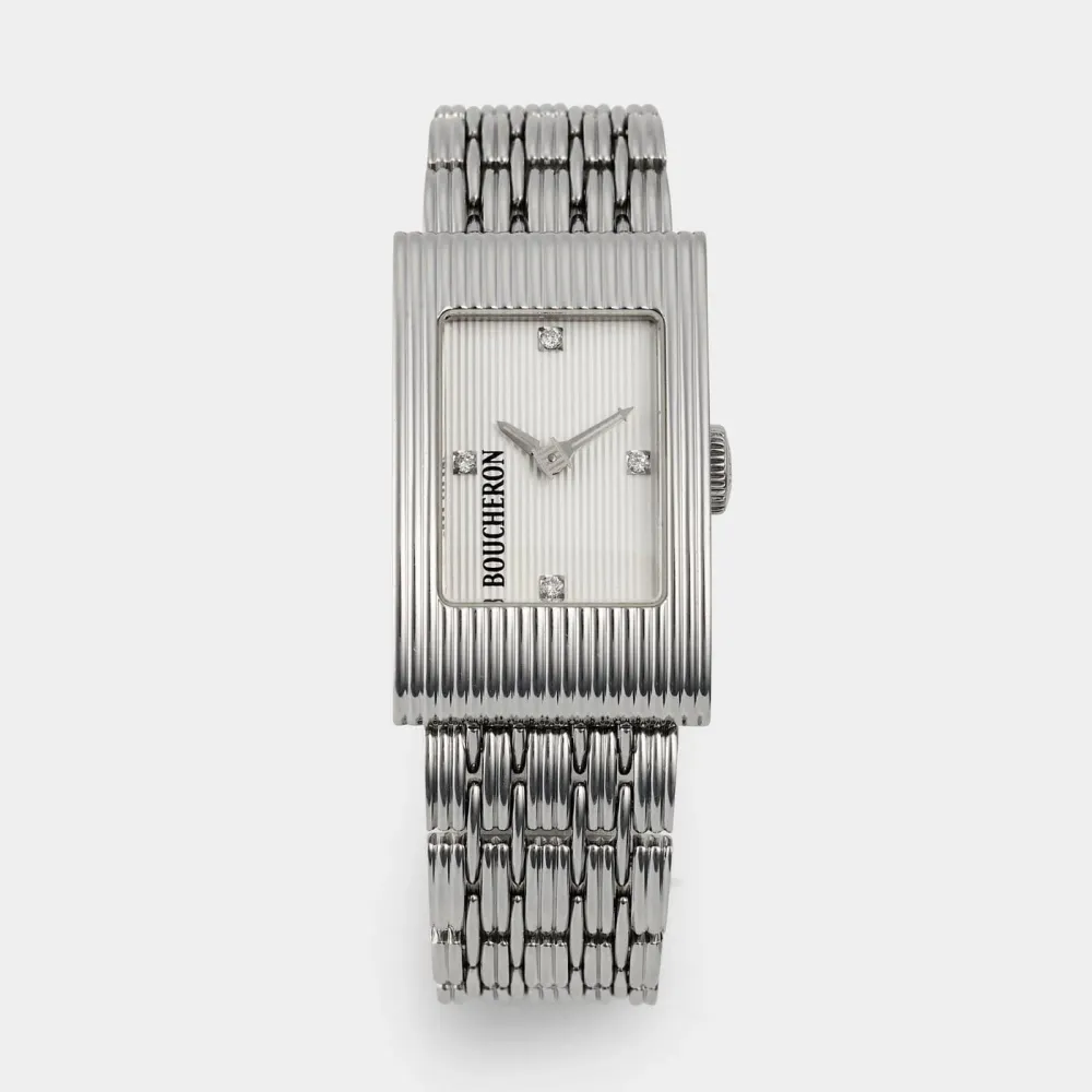 Boucheron Reflet - Правоъгълен часовник от стомана и диаманти
