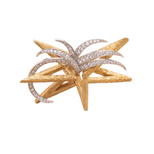 Boucheron Starlight - Брошка звезда от жълто злато и Платина диаманта