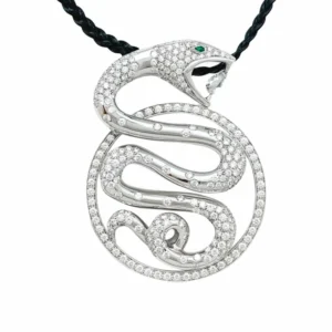 Висулка Boucheron, "Trouble“, бяло злато, диаманти и изумруди.