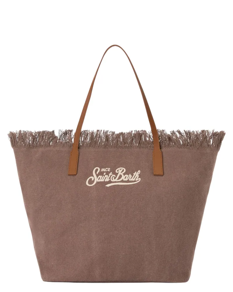 Brown Canvas City Shopper Bag Fringes