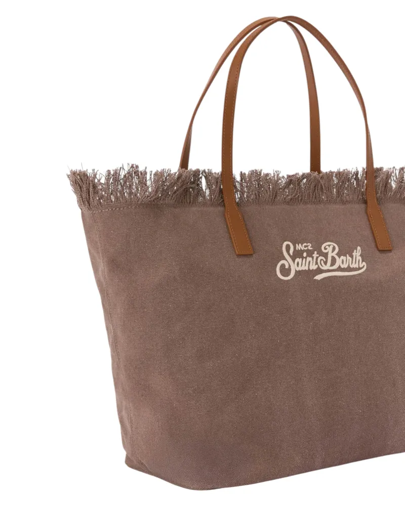 Brown Canvas City Shopper Bag Fringes