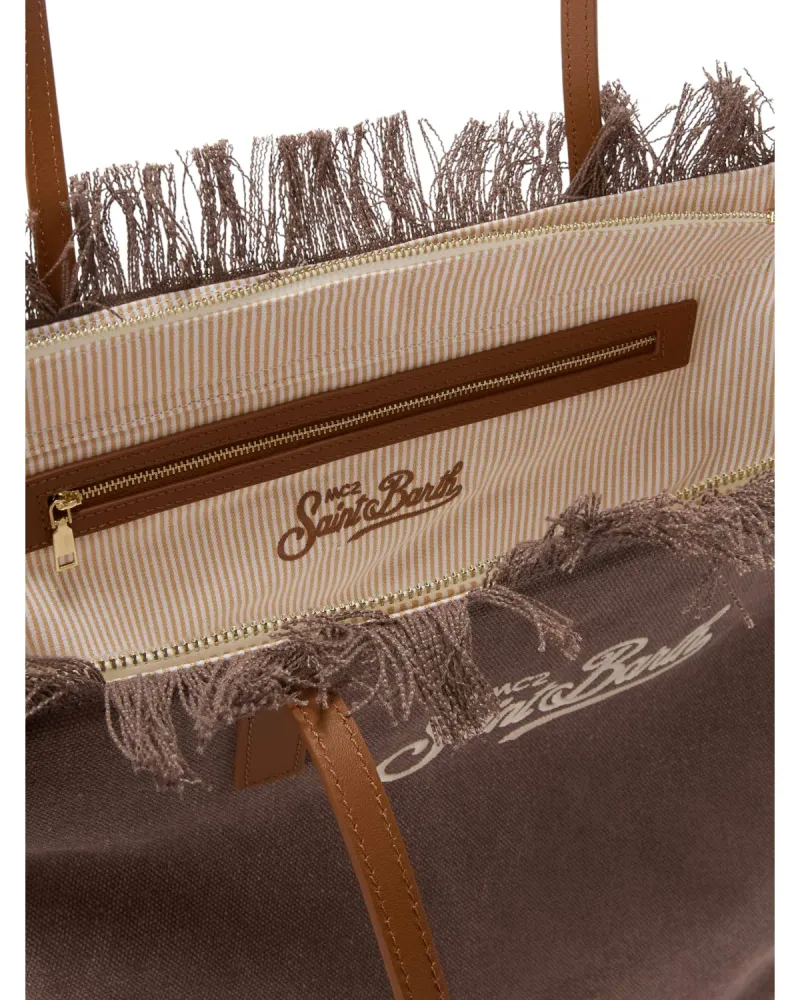 Brown Canvas City Shopper Bag Fringes