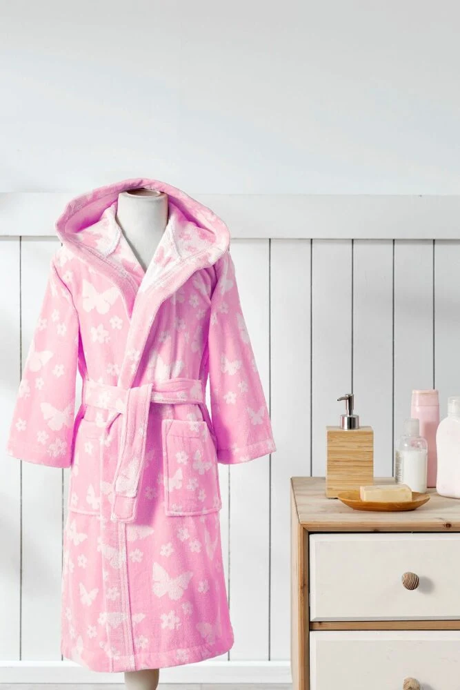 Детски халат за баня «Butterfly Pink» възраст - памук, 1-2г.