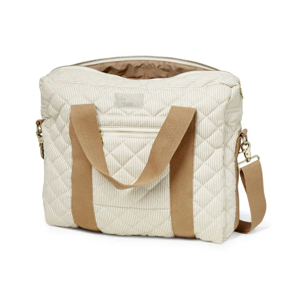 Cam Cam Copenhagen Чанта за новородено с каишки за количка Classic Stripes Camel