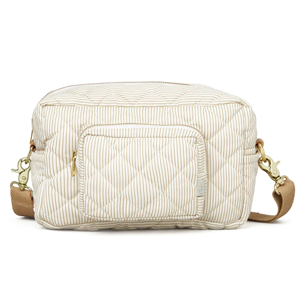 Cam Cam Copenhagen Малка чанта за преповиване с каишка за детска количка Classic Stripes Camel