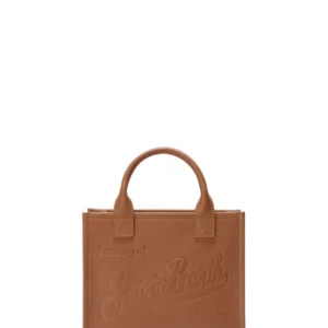 Camel hammered leather Midi Vanity Bag removable shoulder strap