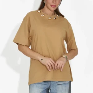 Casual дамска тениска в кафяво от Cristelia Bogas